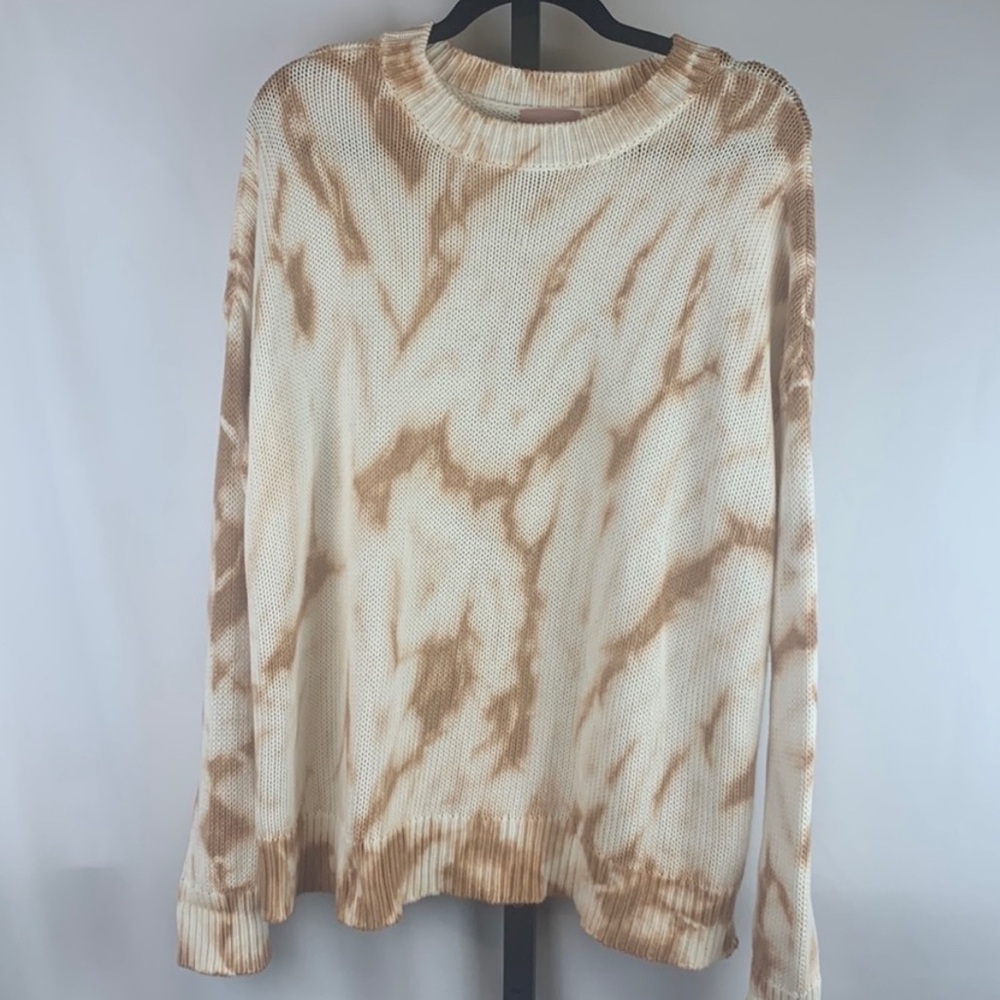 Show Me Your MuMu Tan Brown Cream Tye Die Knit Pullover Sunday Sweater Large